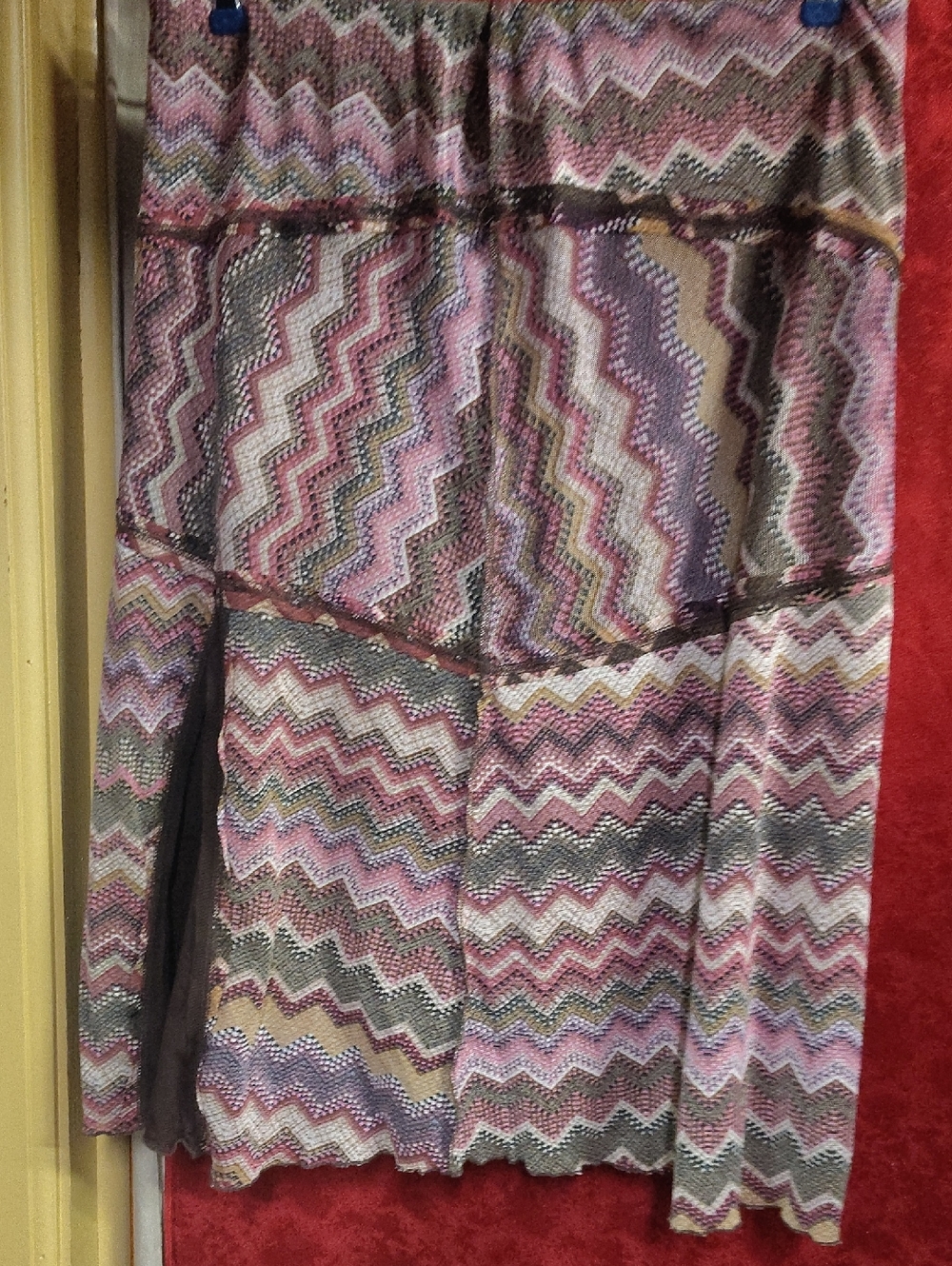 High-Low Zigzag Chevron Skirt in Pink and Gray
